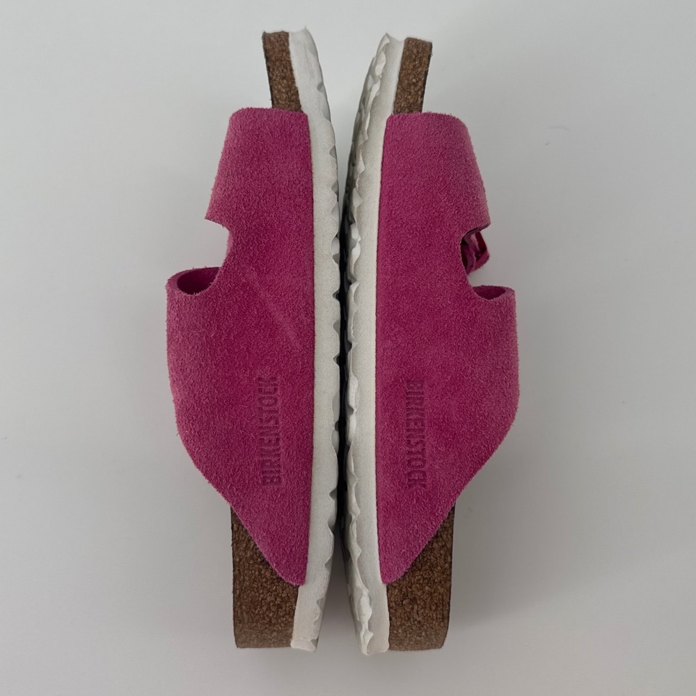 Birkenstock Arizona Women Sandals 37 Fuchsia Pink Suede Soft Footbed 2-Strap - Picture 5 of 8
